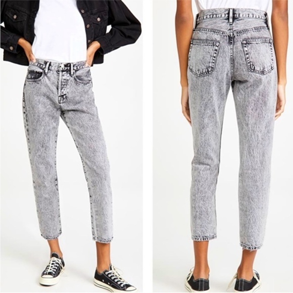 New Frame Le Original Vendome Black Acid Wash Straight Ankle Jeans 27” inseam 27